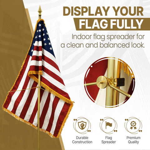 Super Tough Gold Flag Spreader fits 1 1/8 to 1 3/8 inch poles securely