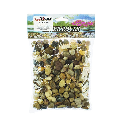 Super Z Outlet 1-pound pebble bag showcased for vases, aquariums, and party décor.