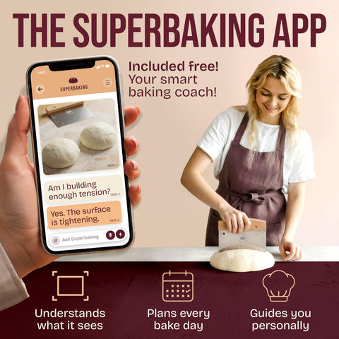Superbaking dough-cutting-tool-stainless-steel-edge for clean cuts through dough.
