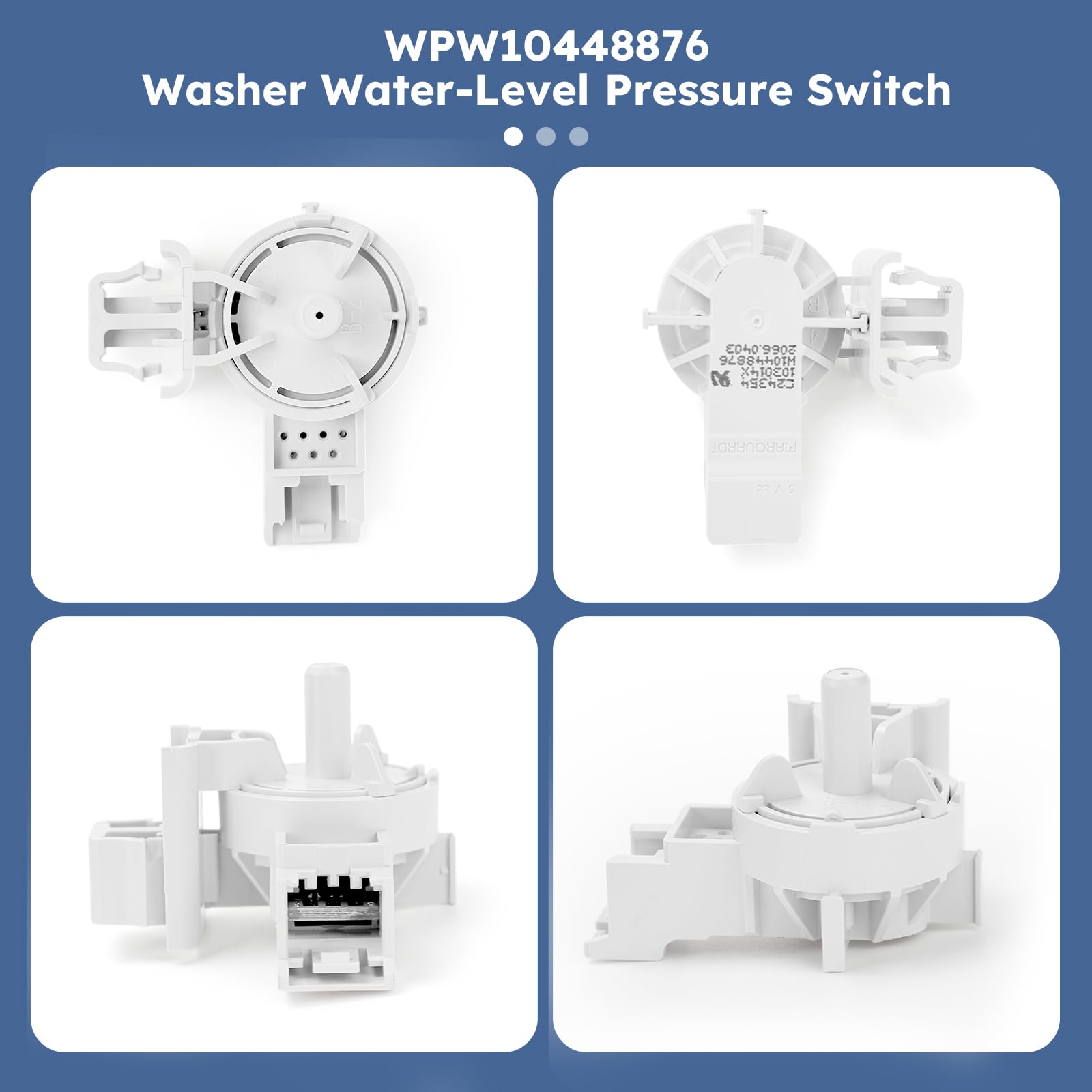 SuperDi WPW10448876 water-level switch back view ensures a secure connection