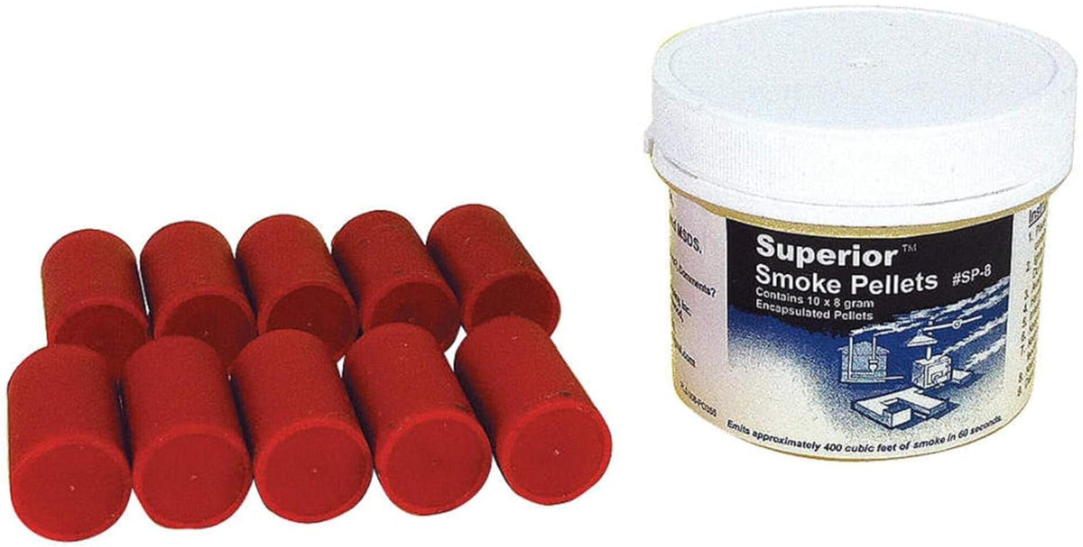 Superior Signal smoke pellets emit dense 60-second smoke for testing.