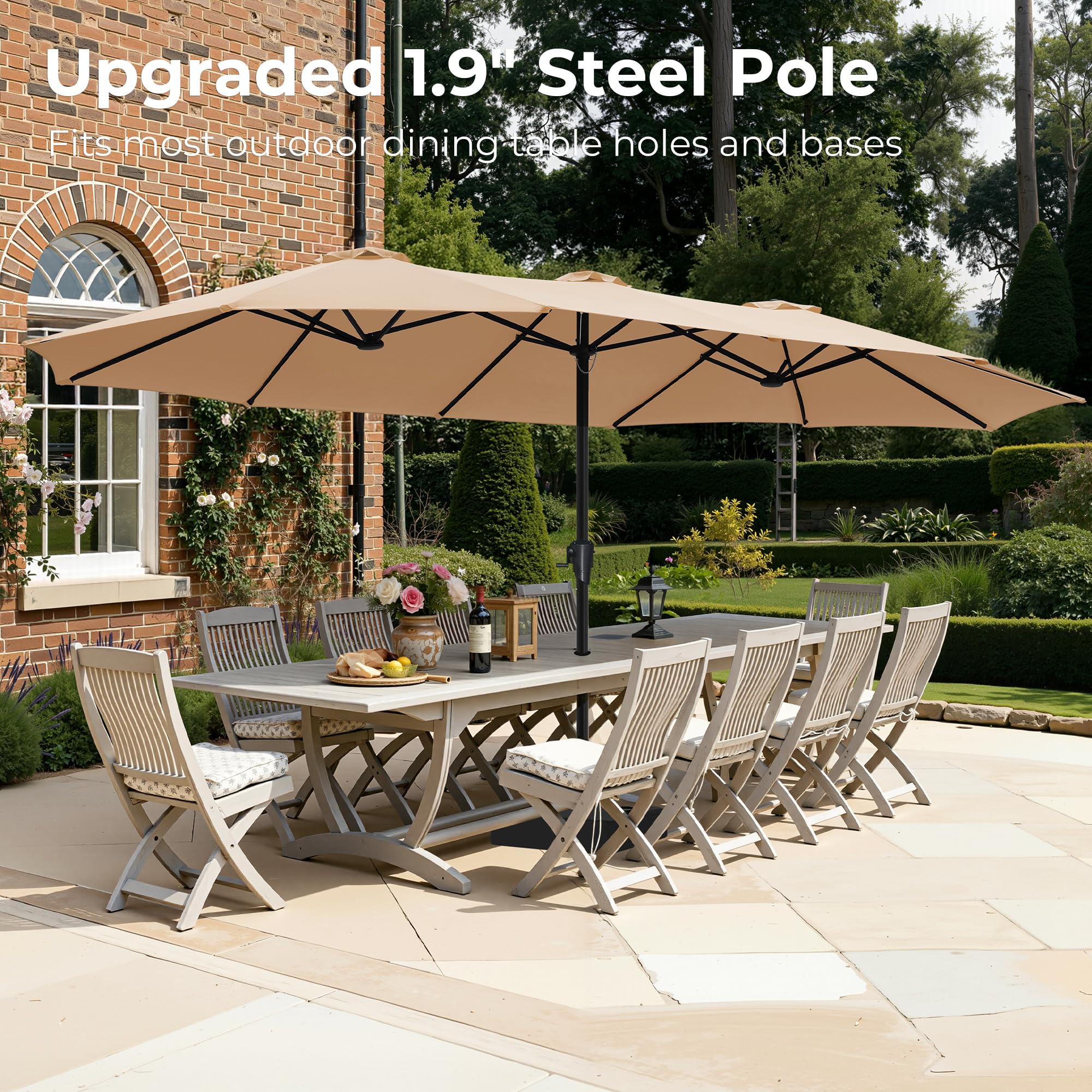 SUPERJARE beige canopy showing UV fade resistance for long-lasting color outdoors