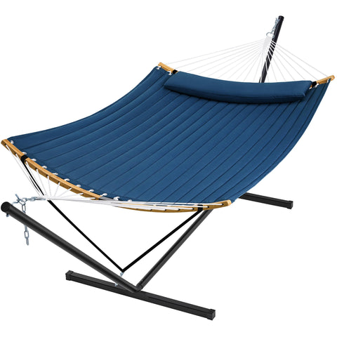 SUPERJARE curved-bar hammock stand ready for outdoor setup with comfort and safety.