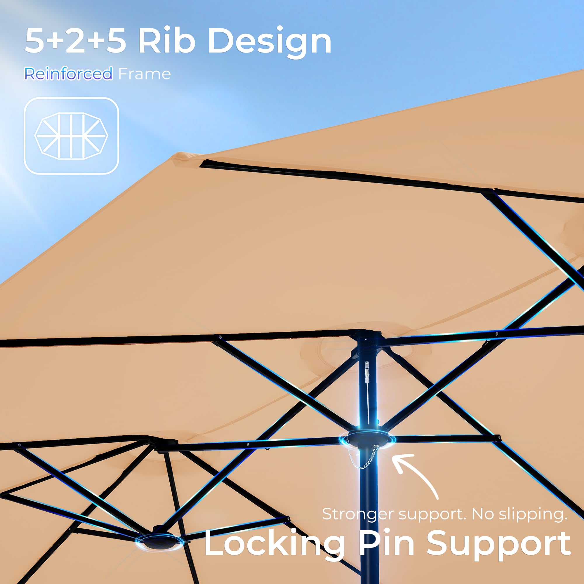 SUPERJARE double-sided canopy design offers versatile shading