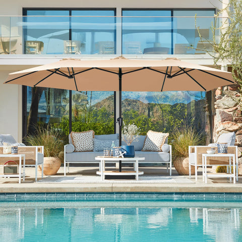 SUPERJARE double-sided canopy shields sun on both sides, ideal for poolside lounging.
