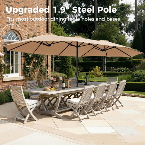 SUPERJARE large patio umbrella creates flexible shade for dining or lounging.