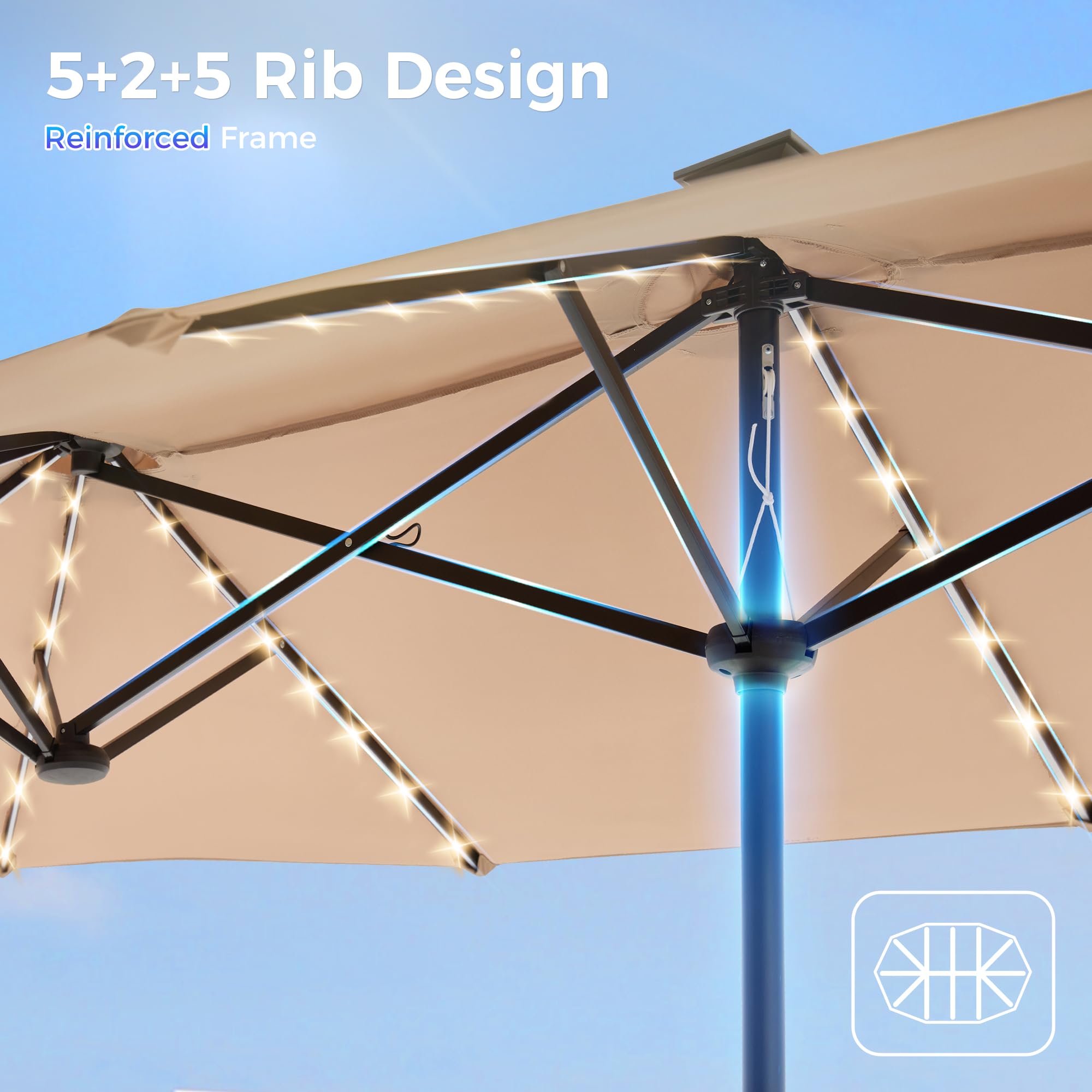 SUPERJARE LED lighting modes create cozy outdoor ambience.