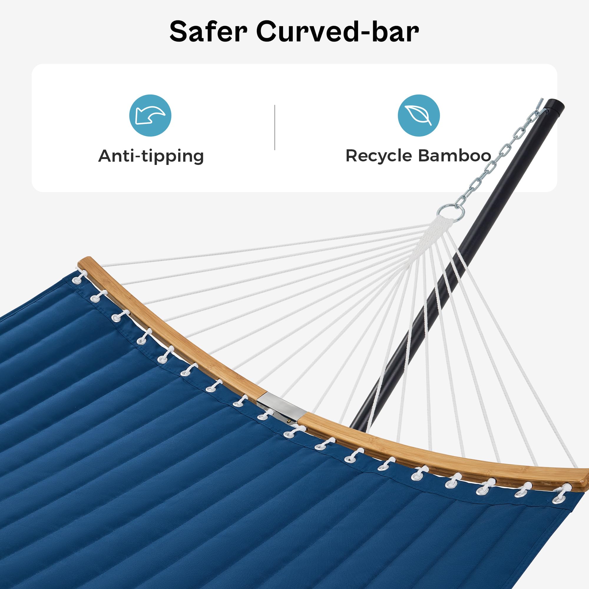 SUPERJARE navy blue hammock adds vibrant color to any space.