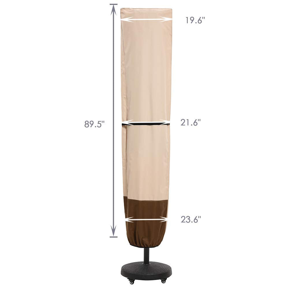SUPERJARE 89.5x21.6-inch cover fits most outdoor umbrellas securely.