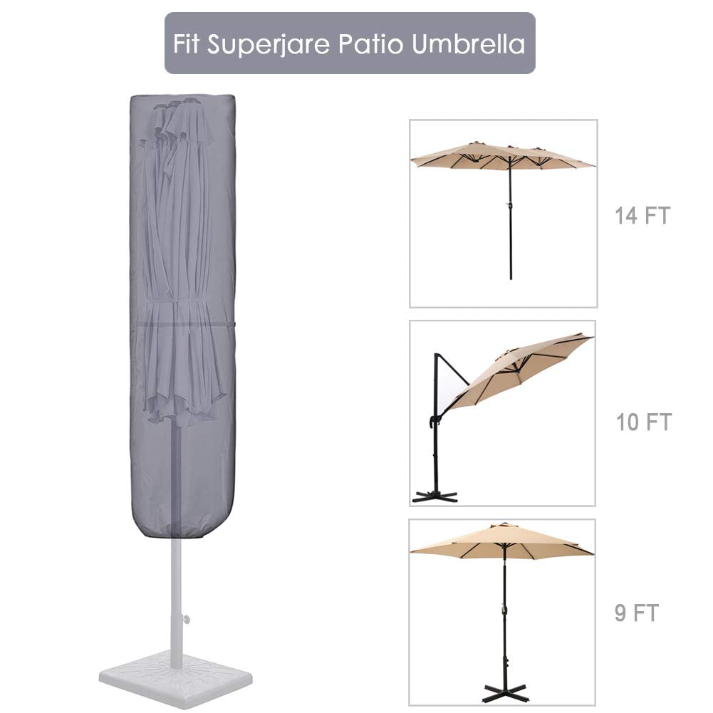 SUPERJARE cover includes installation rod for easy umbrella placement.