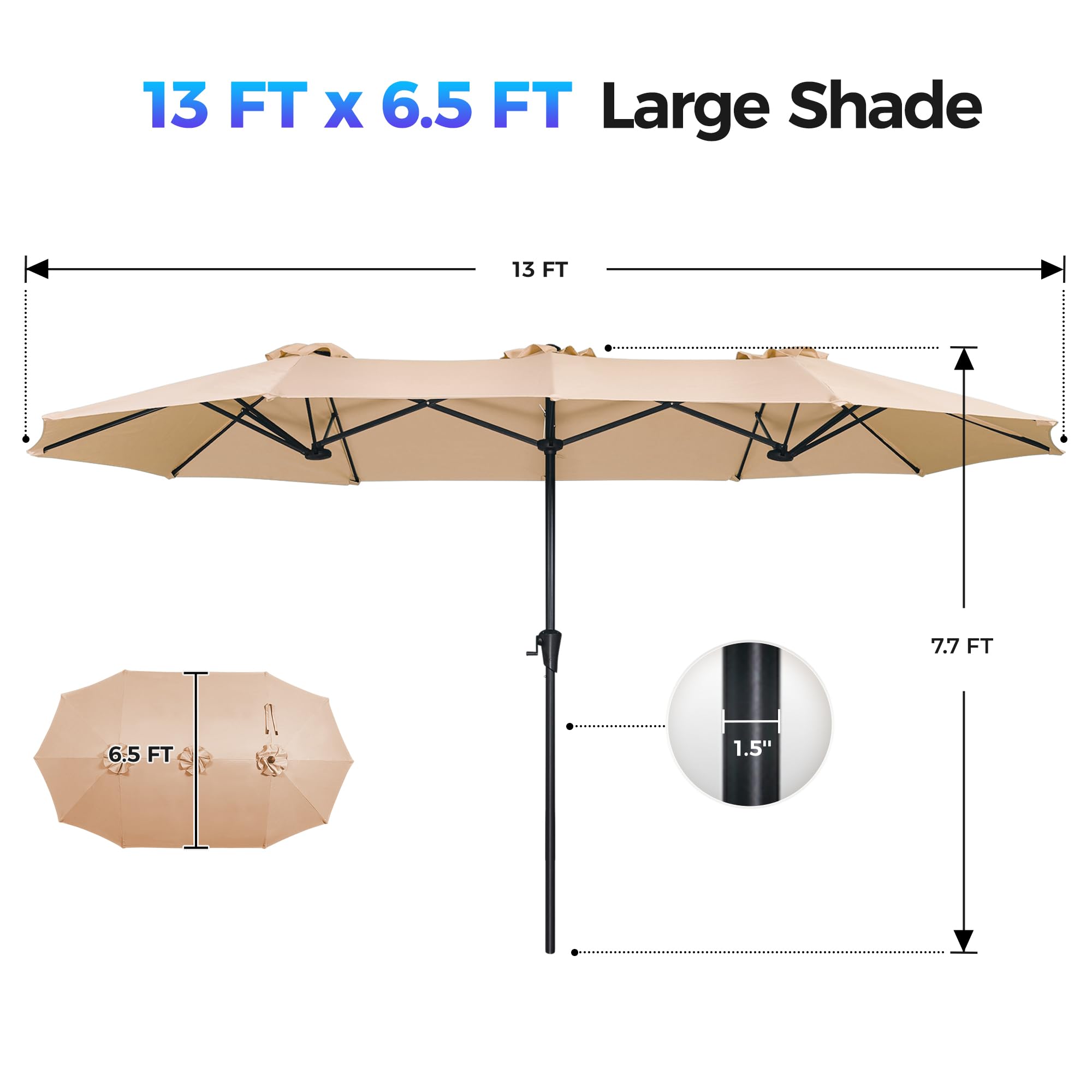 SUPERJARE double-sided design provides shade from multiple angles for larger groups.