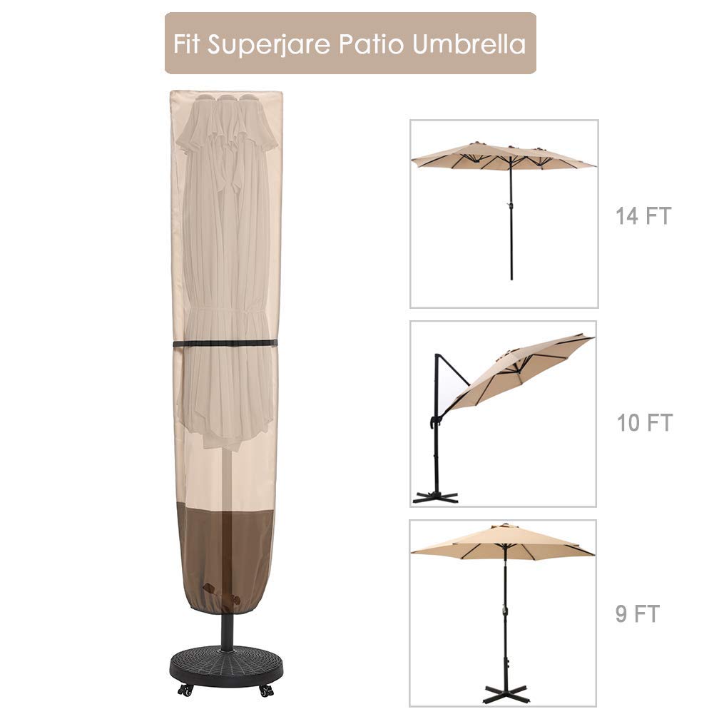 SUPERJARE 600D waterproof cover keeps umbrellas dry and protected.