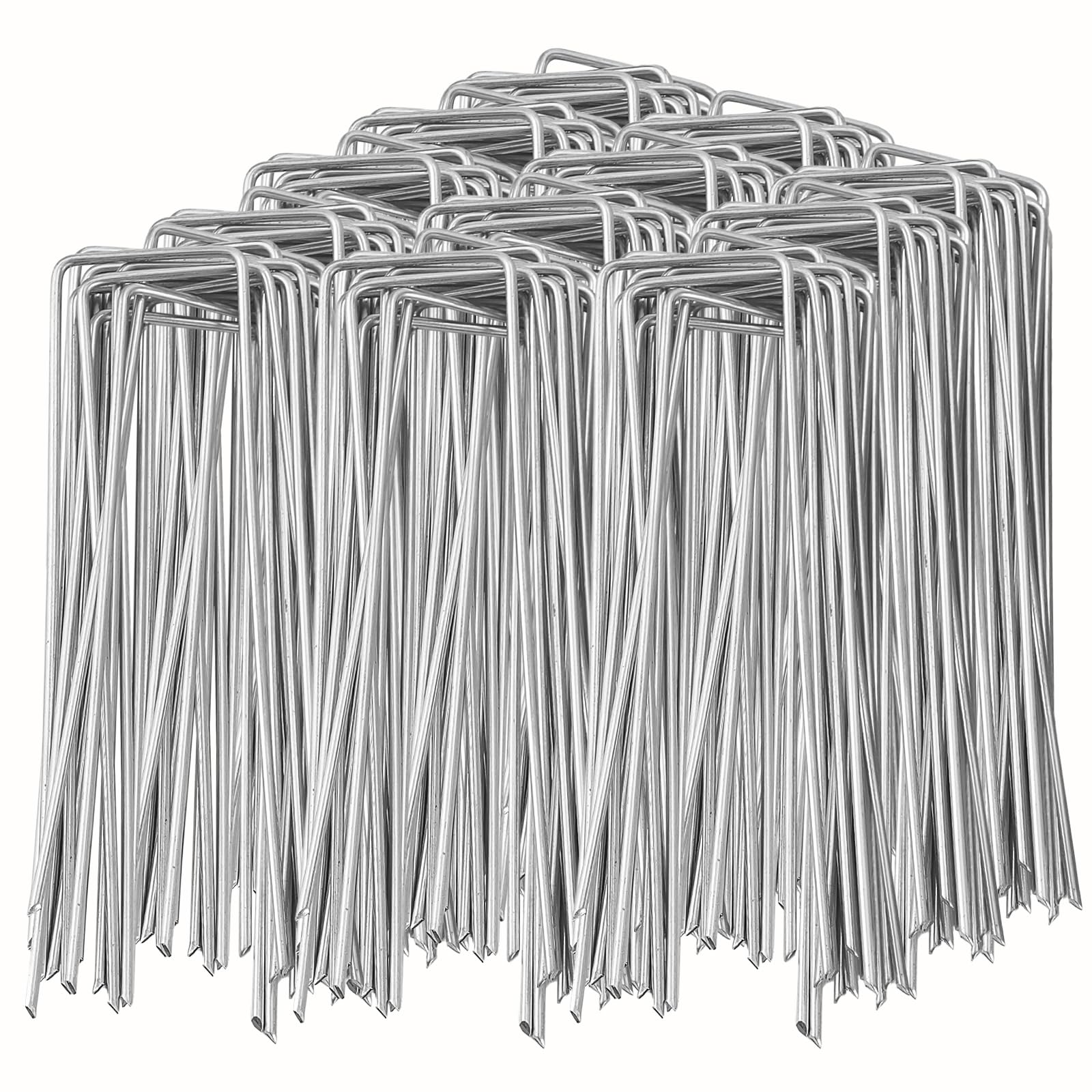 SuperMMarK 6-inch garden stakes securing a lawn edge with strong 11-gauge steel.
