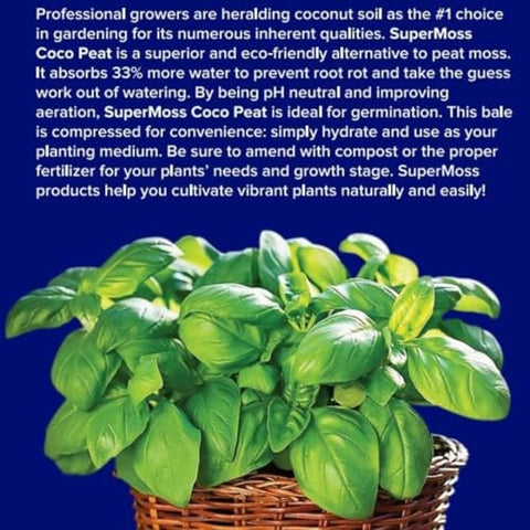 SuperMoss Coco Coir Long-Lasting Storage keeps soil ready for years.