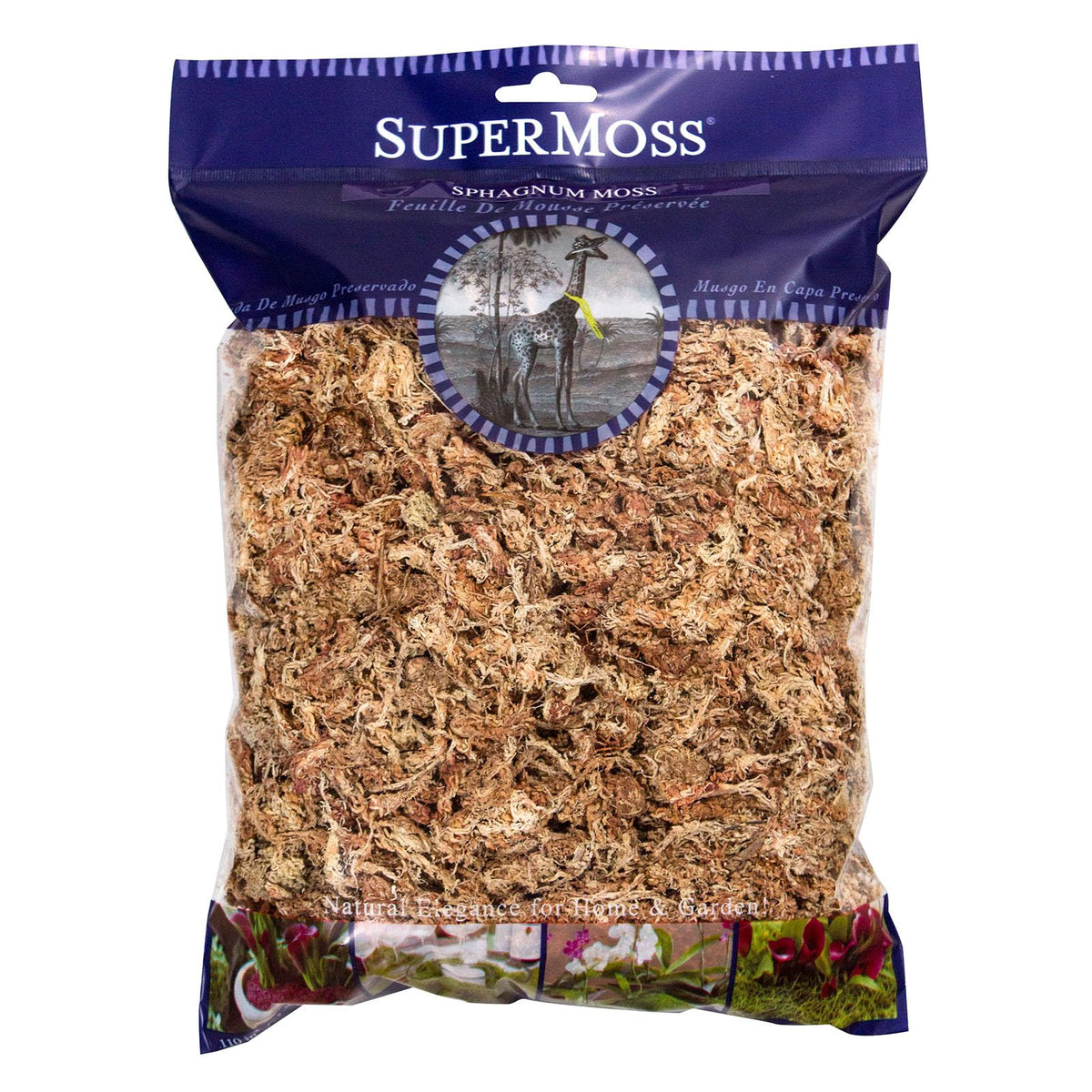 SuperMoss Sphagnum moss 4oz pack with long fibers for durable moisture retention.