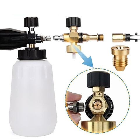 Supernine car wash foam sprayer tip delivers rich, clingy foam for thorough coverage