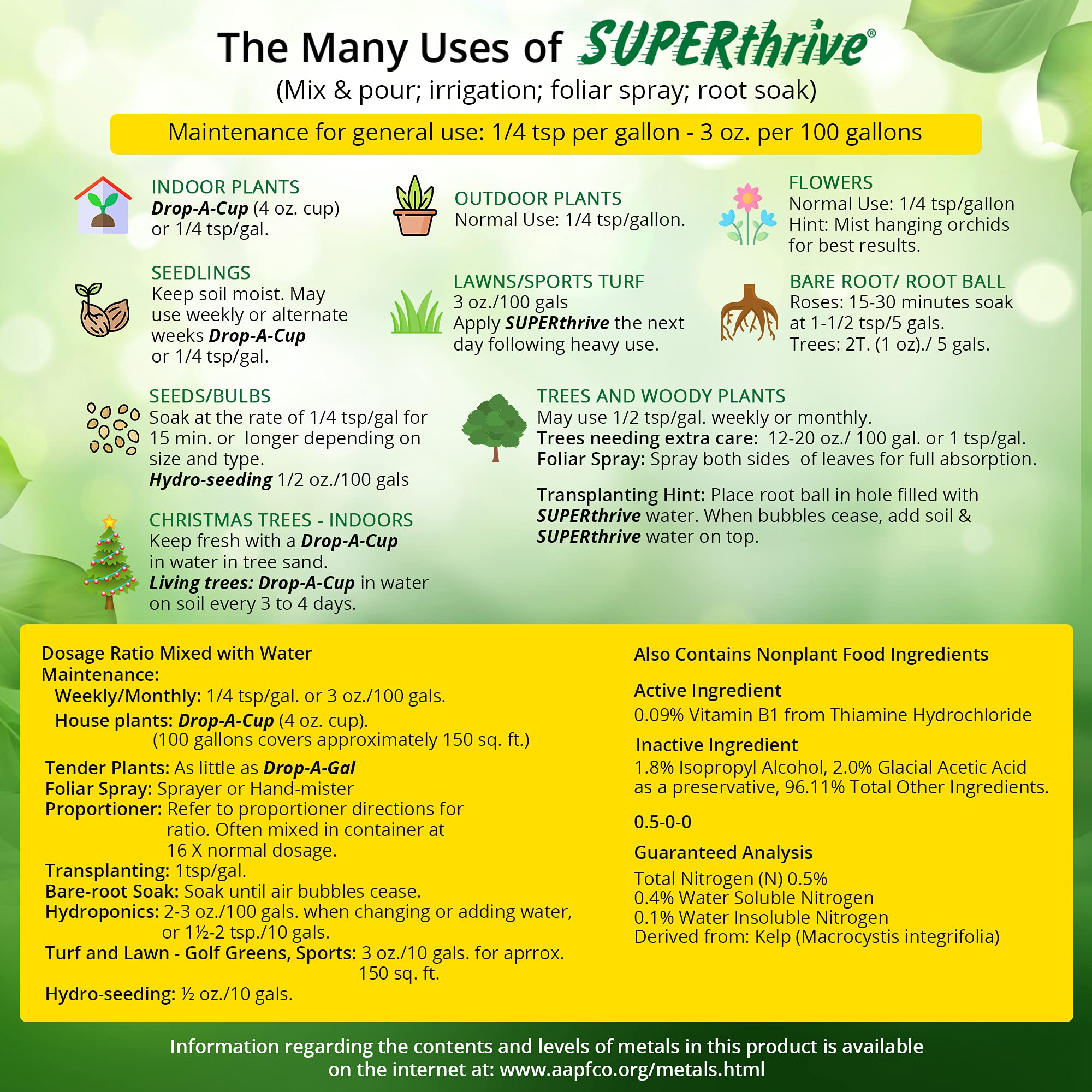 Clear dosing guide for quick, easy mixing with SUPERthrive.