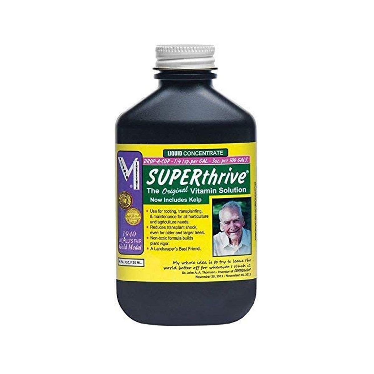 SUPERthrive original vitamin solution bottle boosts plant vitality when watered