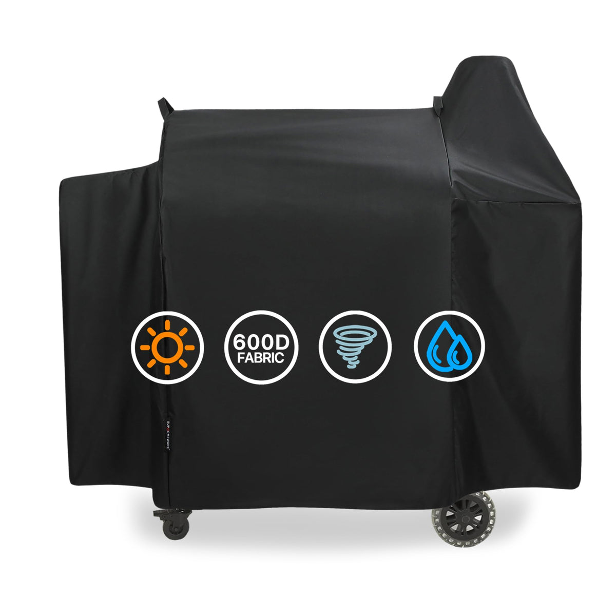 Suphomeware Pit Boss 820PB grill cover in place protecting against rain.