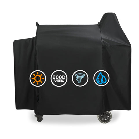 Suphomeware Pit Boss 820PB grill cover in place protecting against rain.