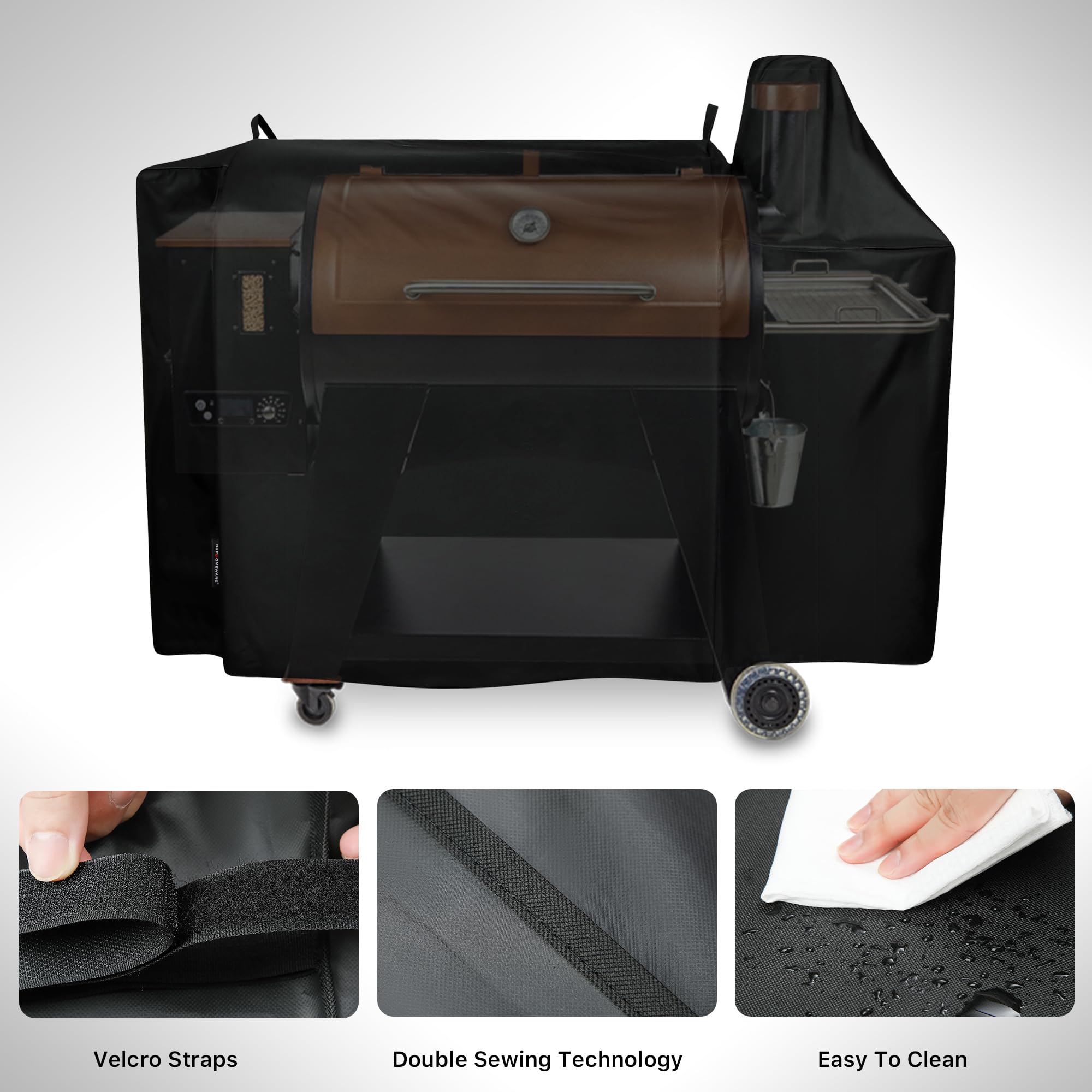 Suphomeware waterproof grill cover with 600D fabric and PVC coating.