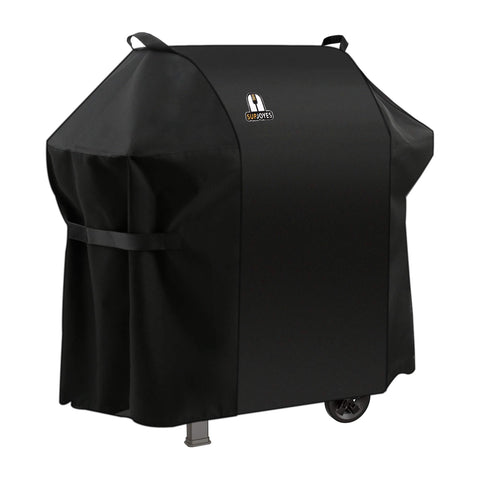 SUPJOYES 7106 grill cover atop Weber Spirit 200-300 series guarding against rain