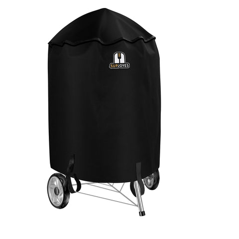 SUPJOYES grill cover front view on Weber 22-inch kettle protects from rain