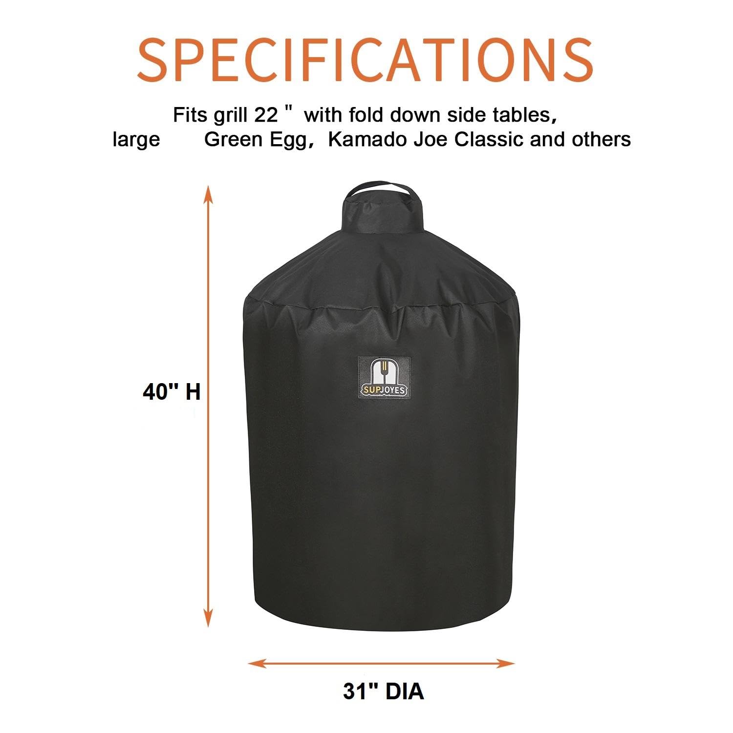 SUPJOYES cover close-up shows waterproof fabric and fade-resistant finish.