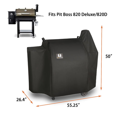 SUPJOYES Pit Boss cover side view showing durable fabric against wind
