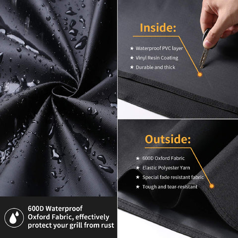 SUPJOYES waterproof coating close-up demonstrates weather protection for outdoor grills
