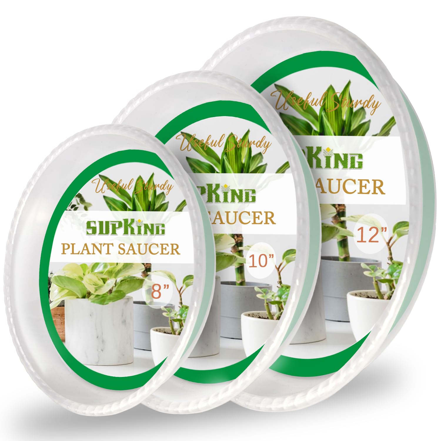 SupKing 9Pack 8-inch saucers show sturdy base protecting surfaces.