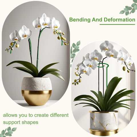 SupKing bendable-green orchid stake blends with plants for flexible shaping.