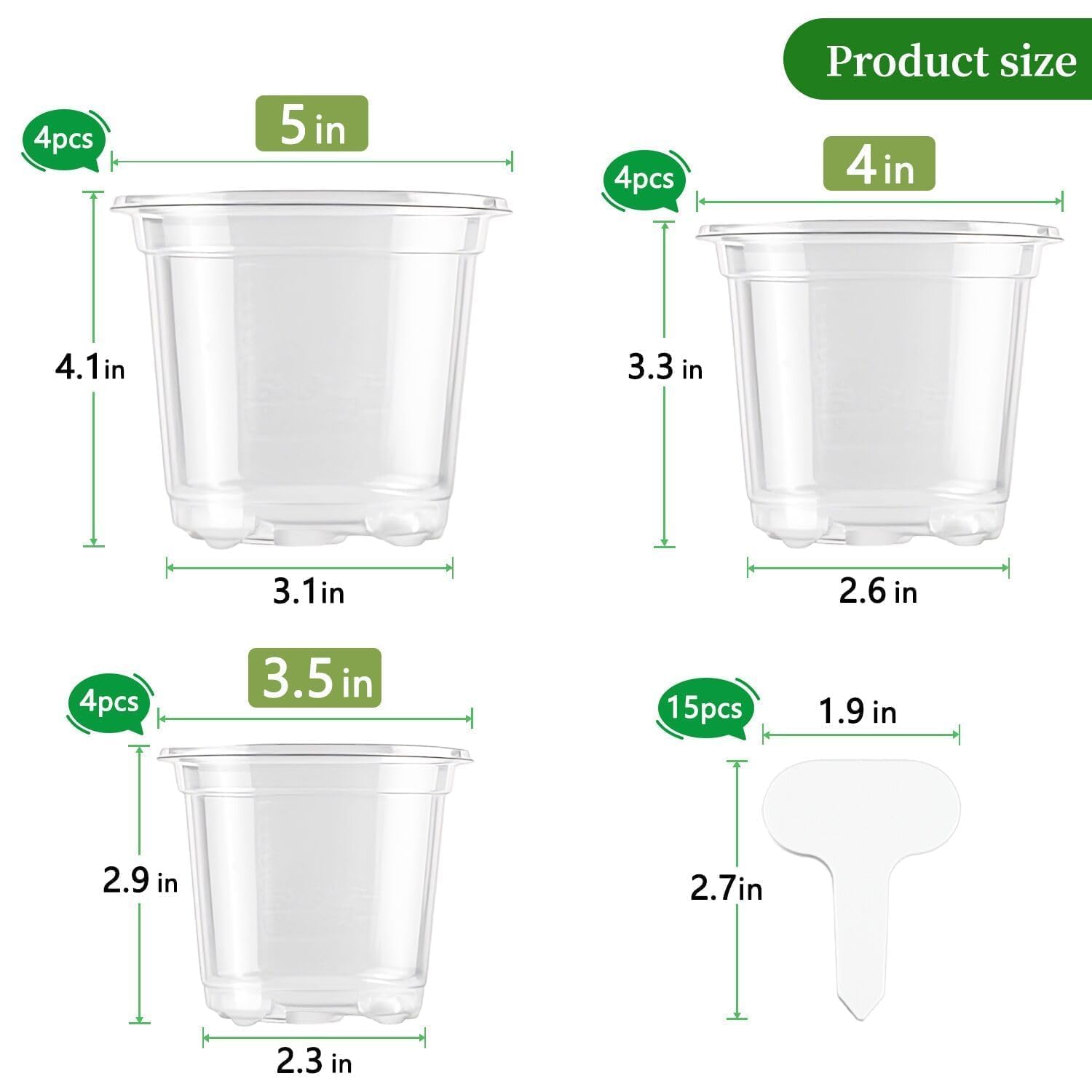 SupKing clear nursery pot 4-inch side view highlights drainage holes