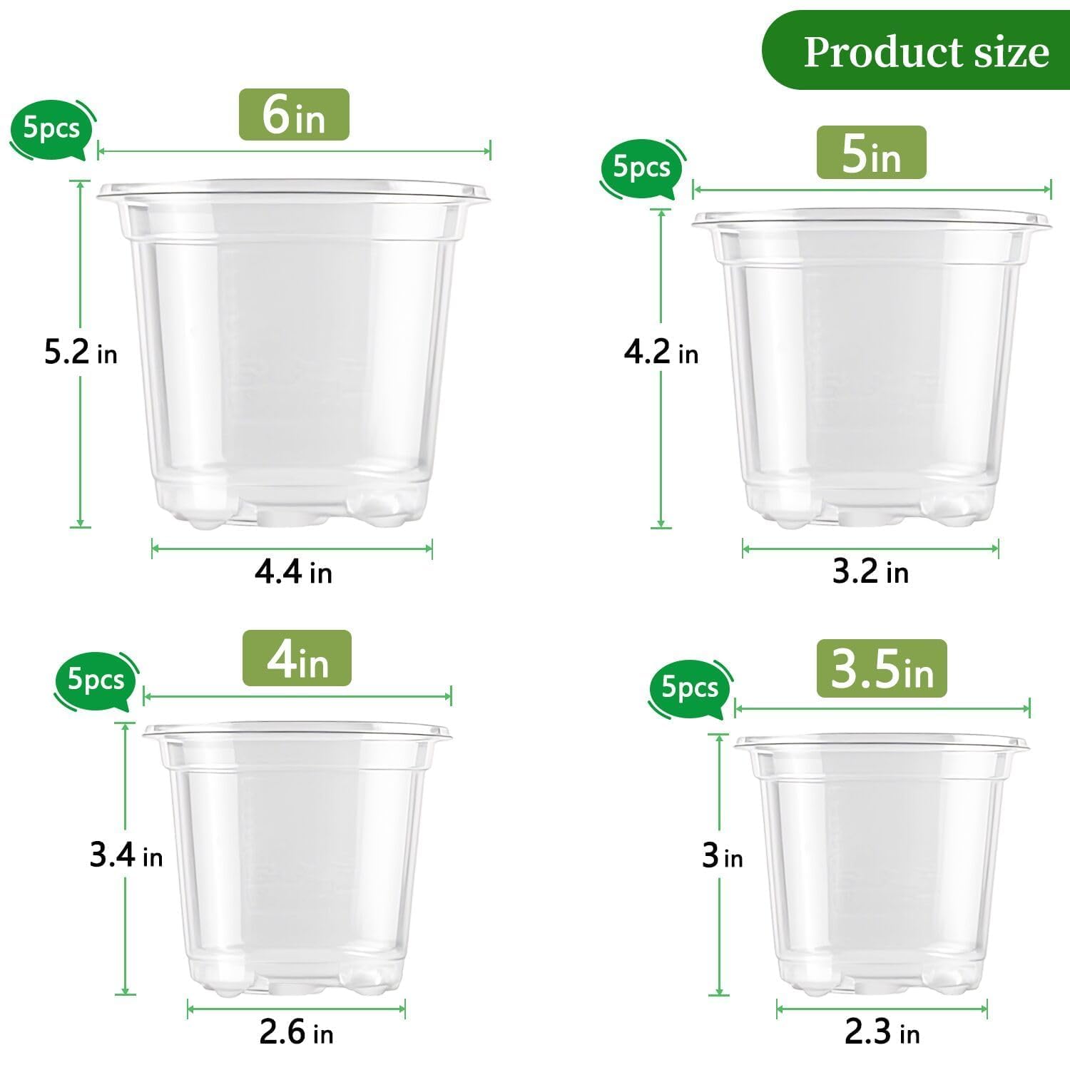 SupKing clear 5-inch nursery pot shows efficient drainage for young roots.