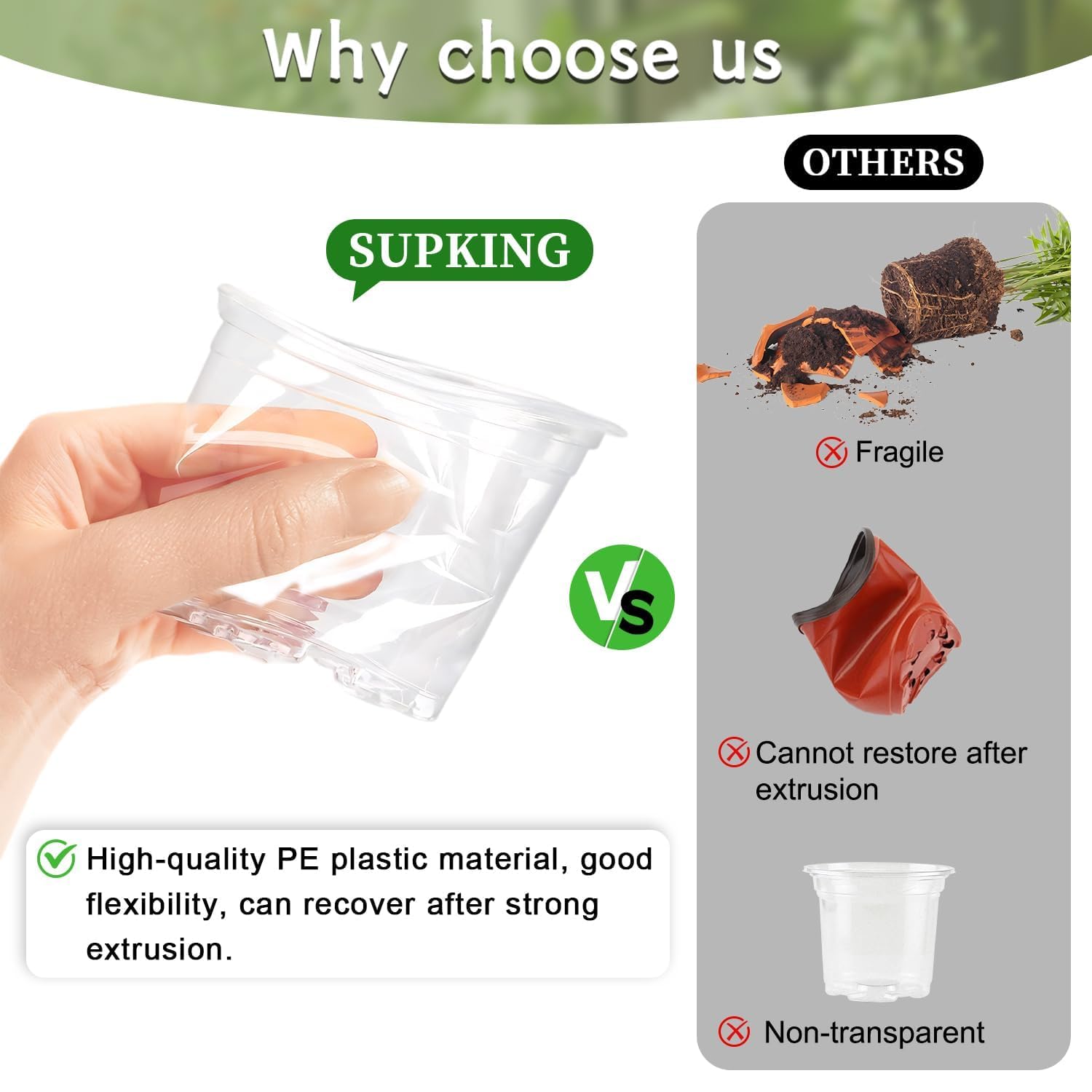 SupKing clear nursery pot root visibility enables quick root checks.