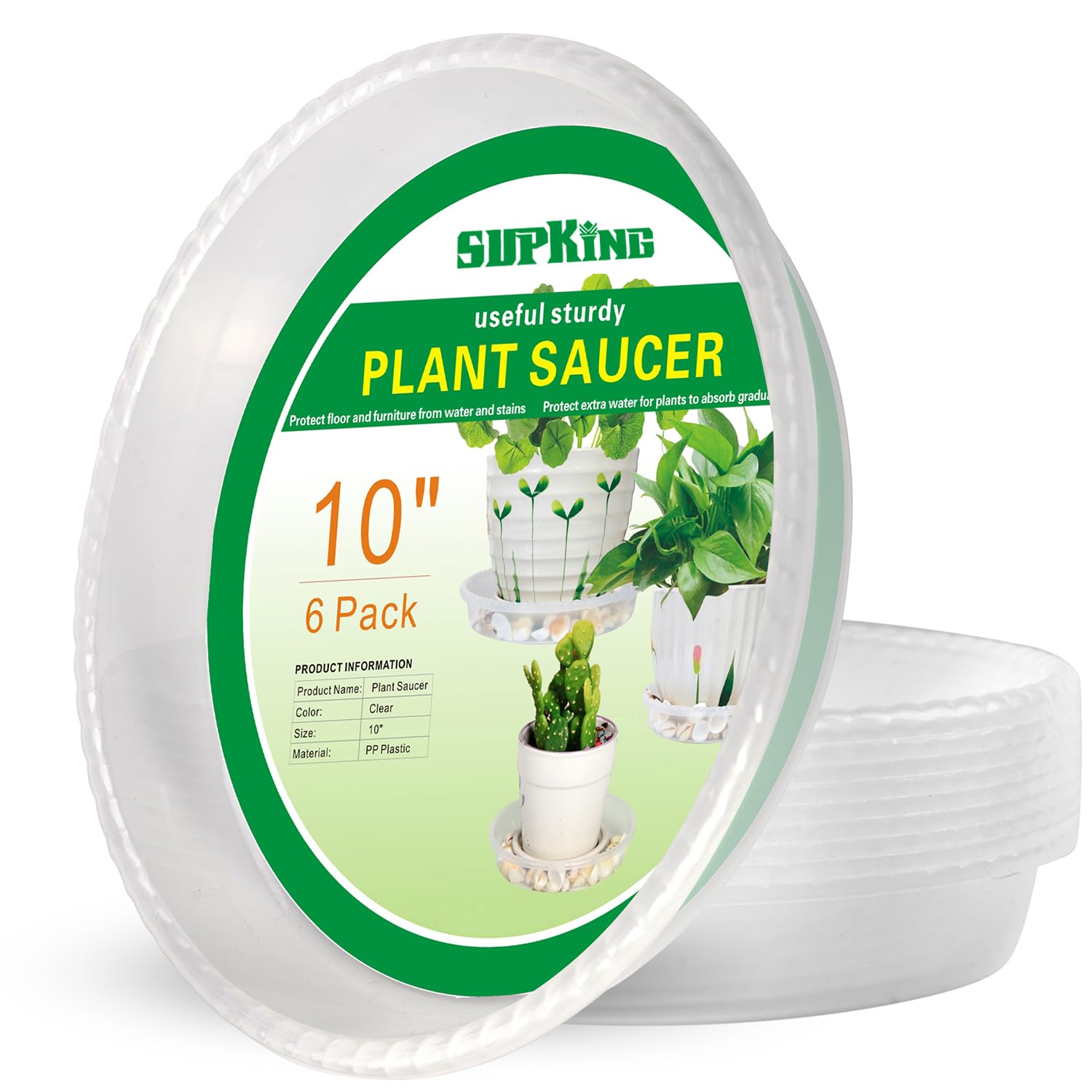 SupKing plant saucer clear top view with water visibility.