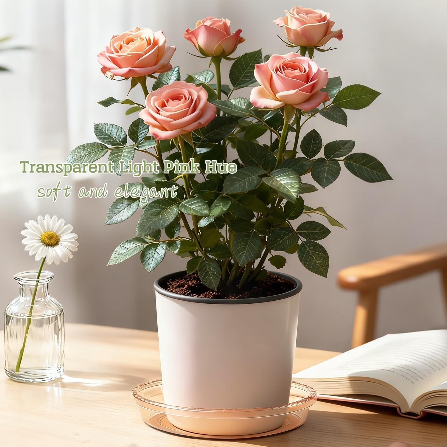 SupKing eight-inch yellow plant saucers prevent spills while showcasing vibrant color.