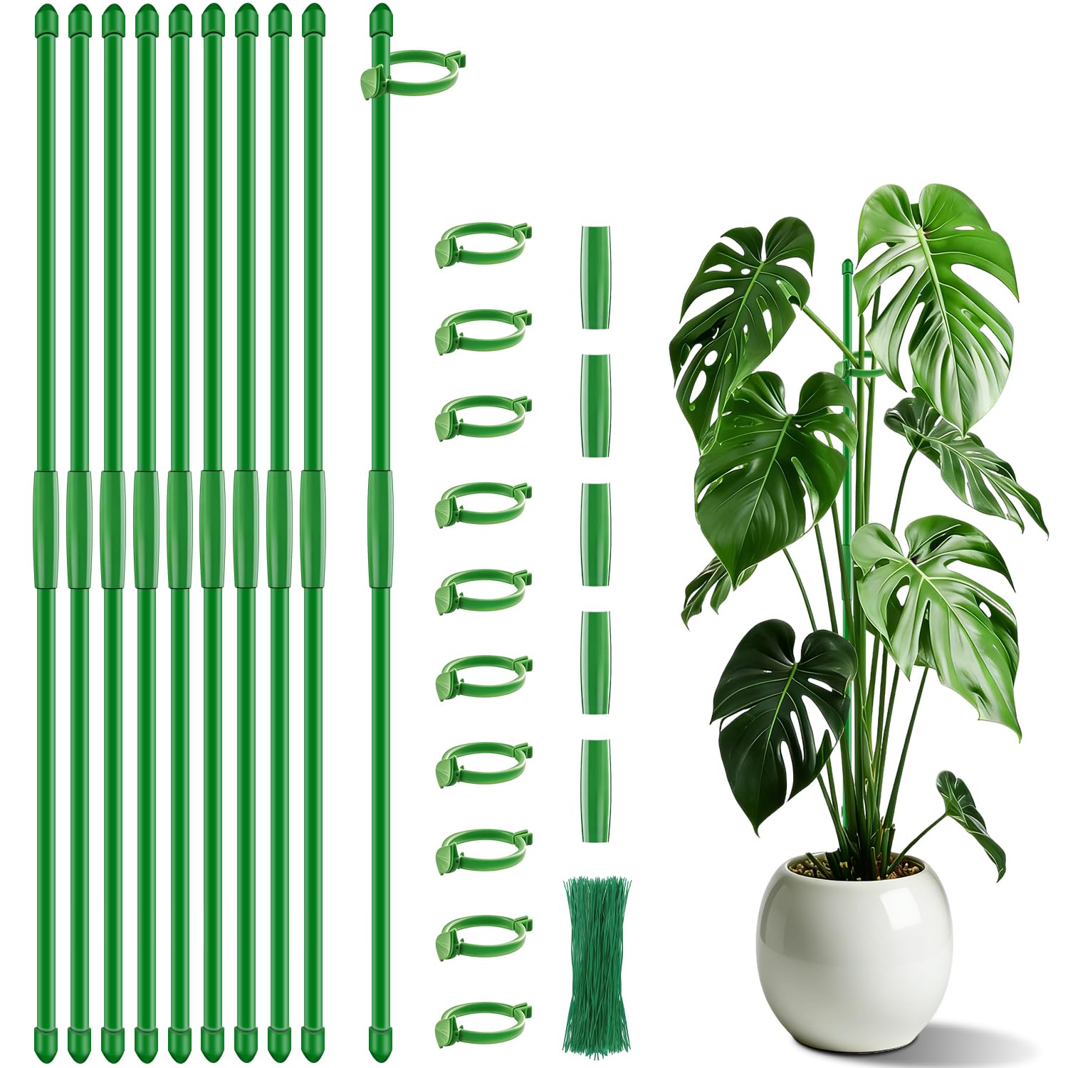 SupKing plant stake 17 inch with clips supports upright growth.