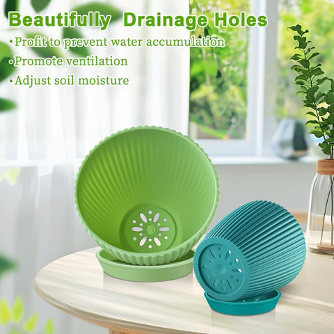 SupKing light blue 6-inch planter with drip tray, perfect for greens.