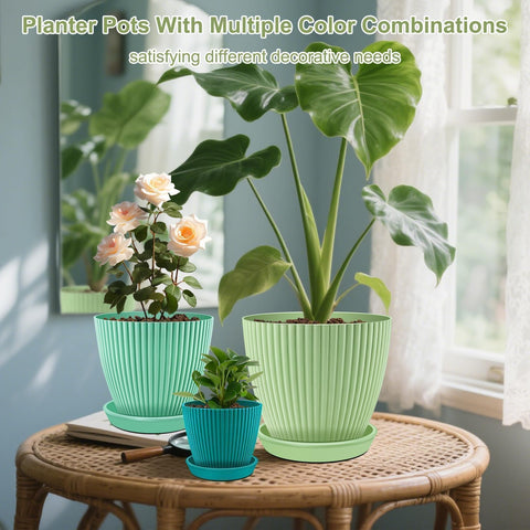 SupKing light yellow 4-inch planter with drip tray, ideal for small flowers.