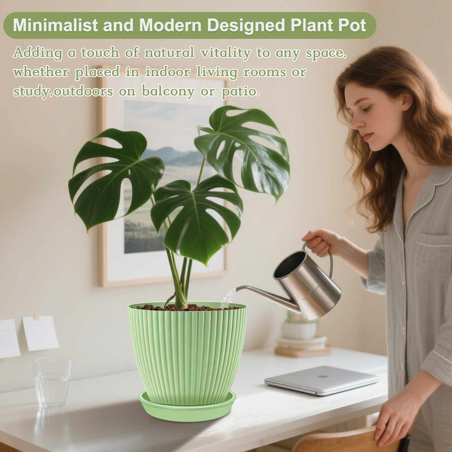 SupKing six-color planter set with drip trays displayed together.
