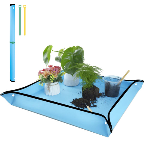 SupKing repotting mat laid flat catching soil and water during transplanting
