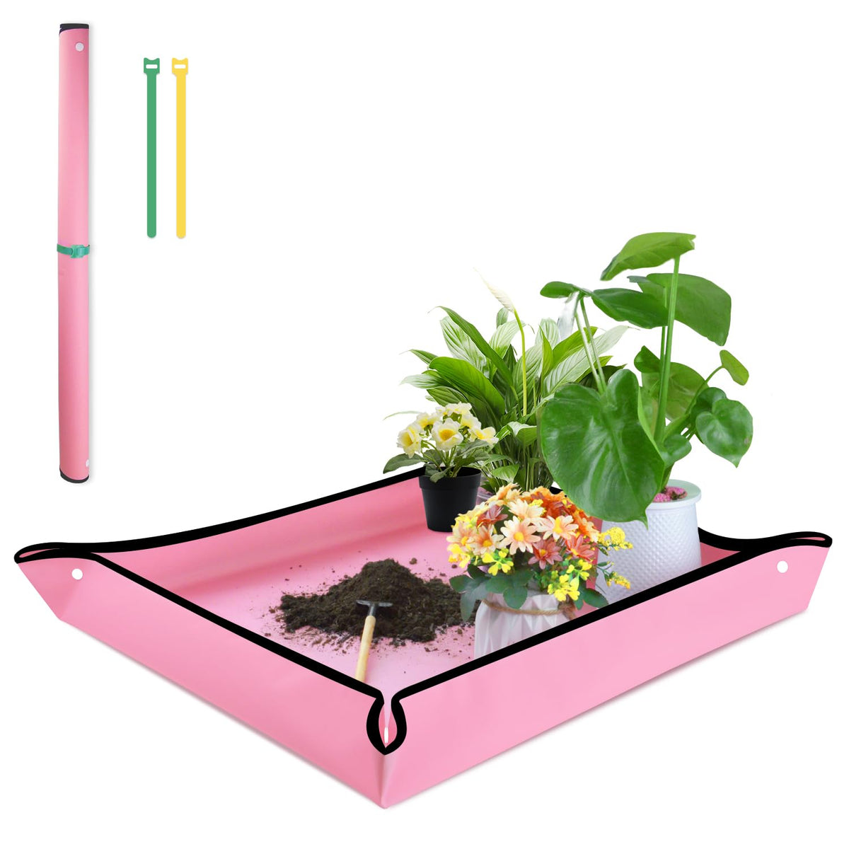 SupKing repotting mat in pink garden tray for mess-free transplanting