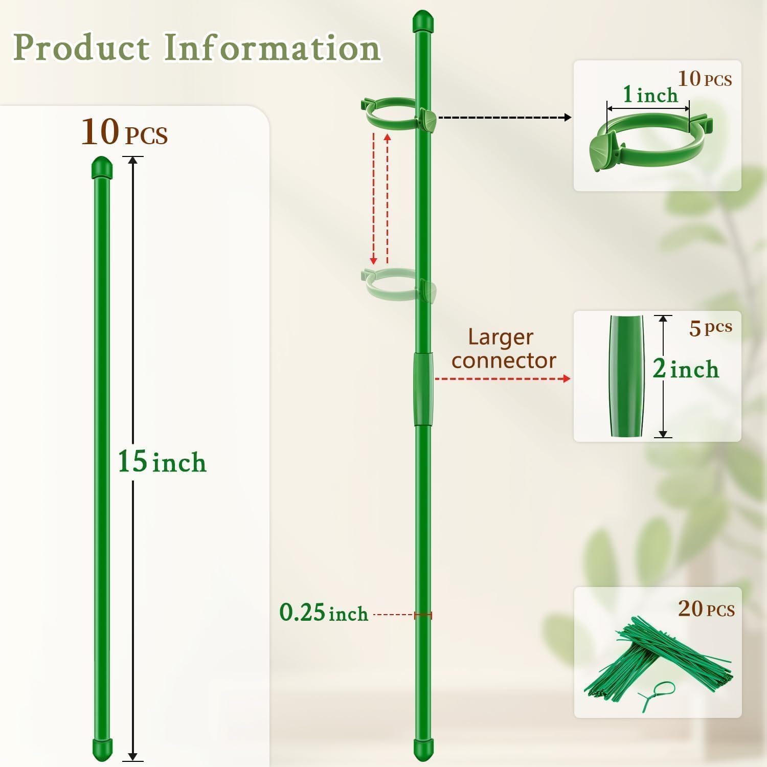 SupKing stake with ring buckles for easy height adjustment and support.