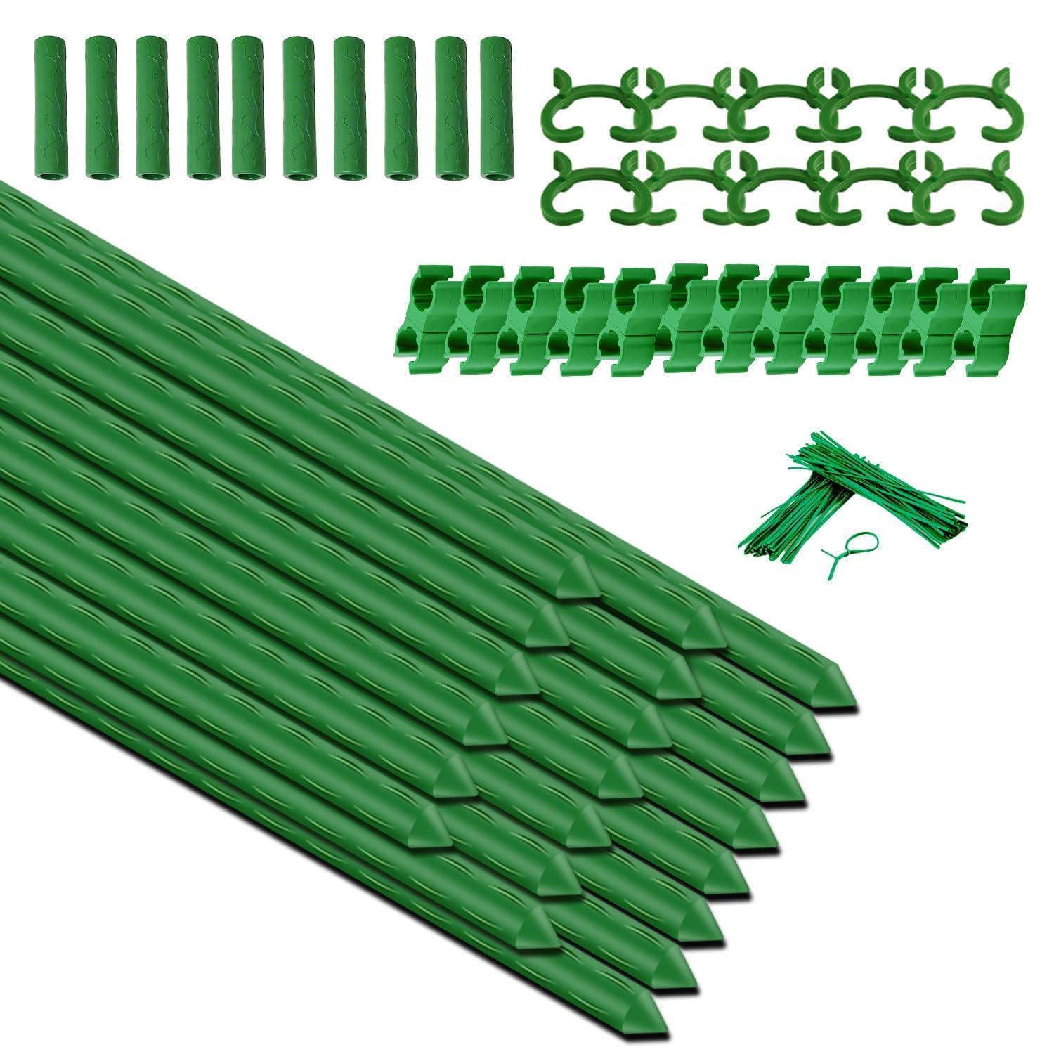 SupKing sturdy garden stake close-up with green coating for rust resistance.