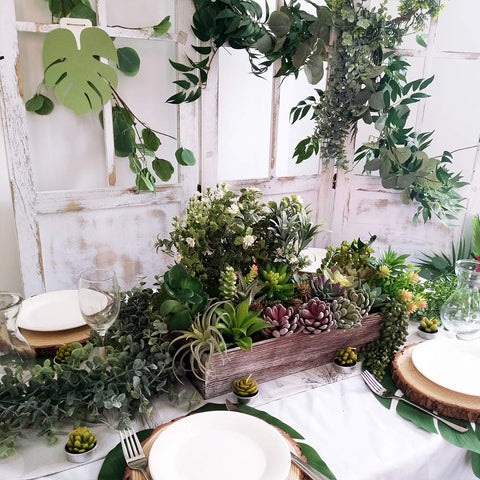 Rustic wedding or home decor accent using the Supla rectangular planter.