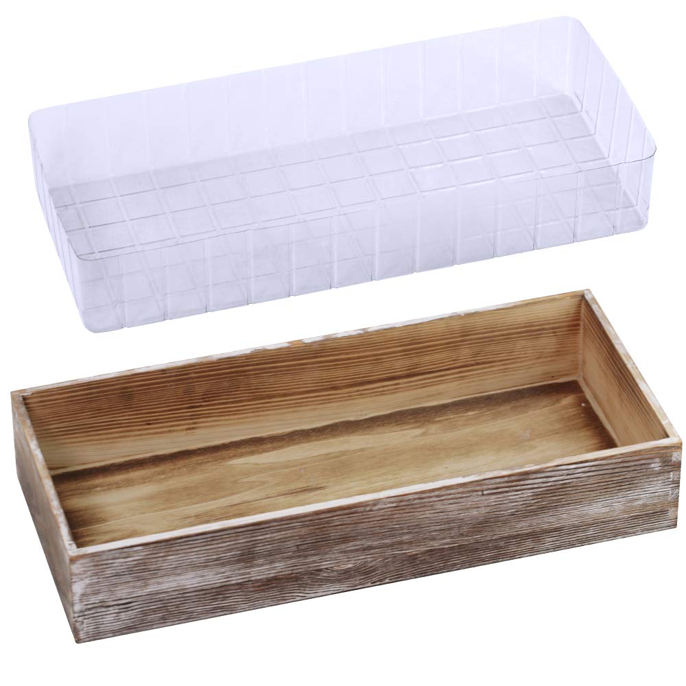 Supla wood planter box with whitewashed finish for rustic table decor.