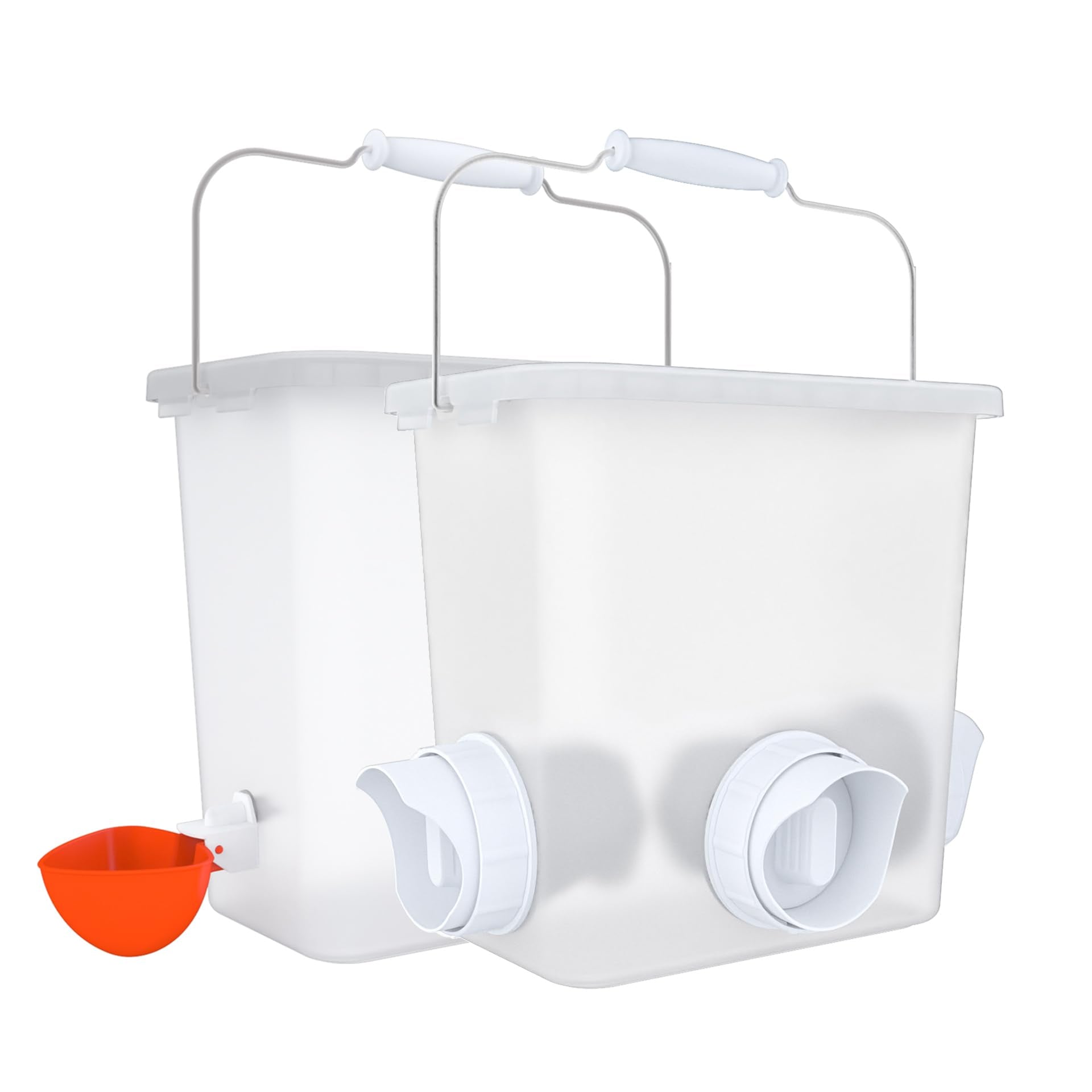 Suplklz automatic feeder and waterer mounted on coop wall for easy access