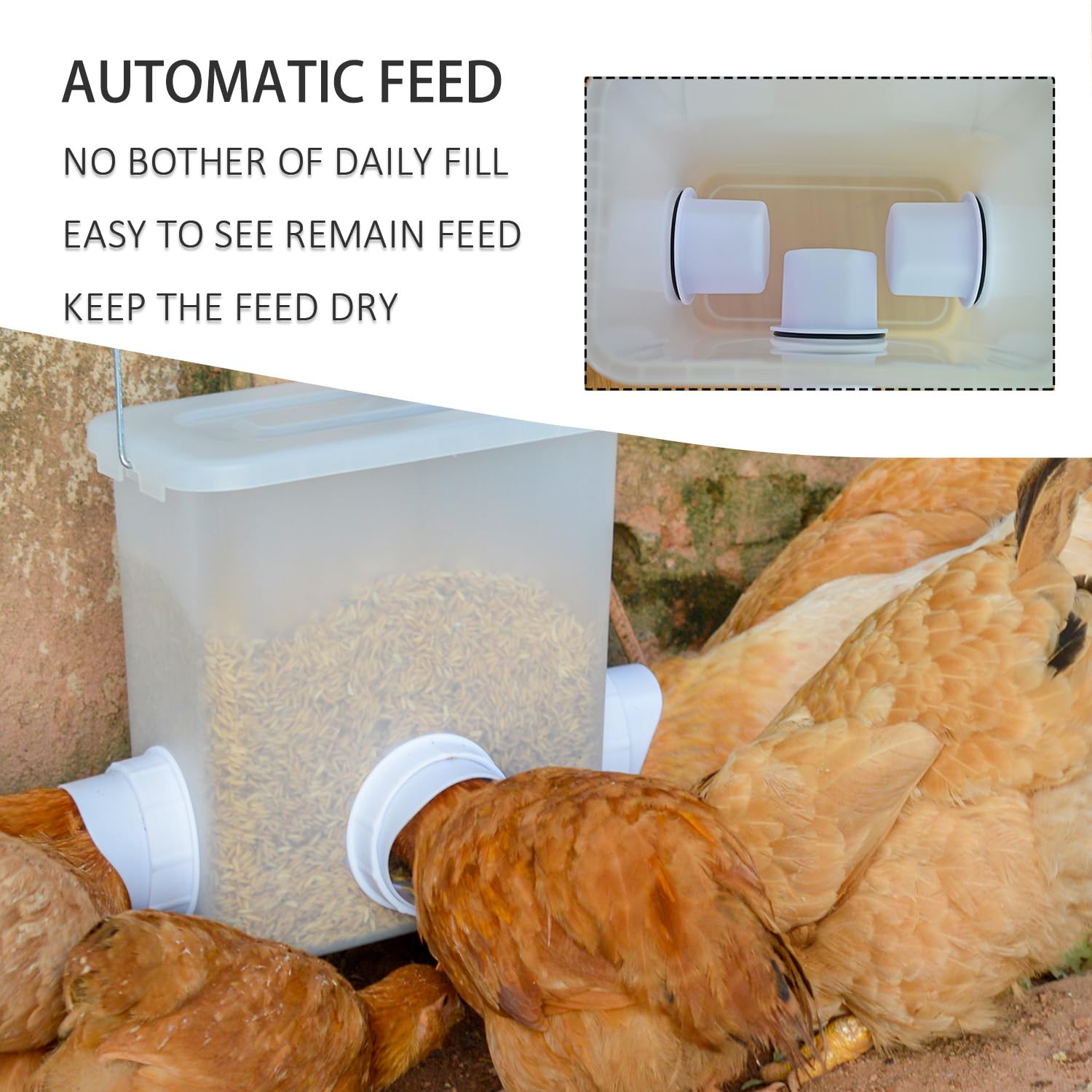 Suplklz set with three cups delivering reliable poultry water