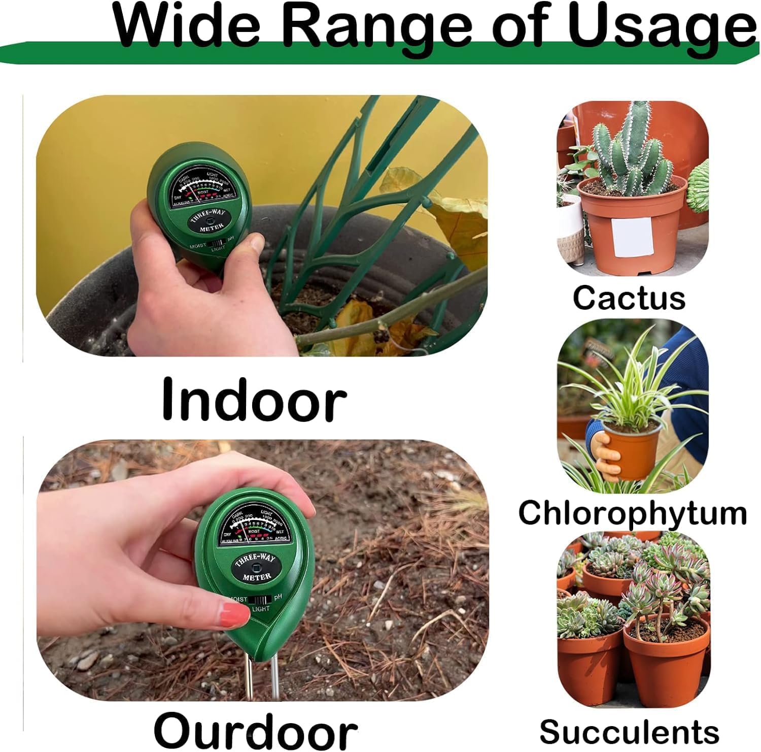 Suplong indoor and outdoor gardening tool for versatile soil monitoring.